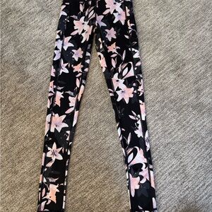 Victoria's Secret Black and Pink Floral Leggings